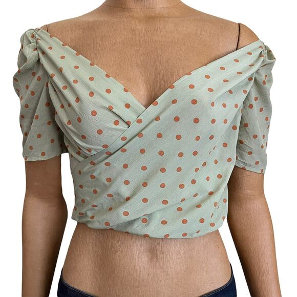 Nasty Gal Polka Dot Smocked Crop Top Size 6 - Picture 2 of 7